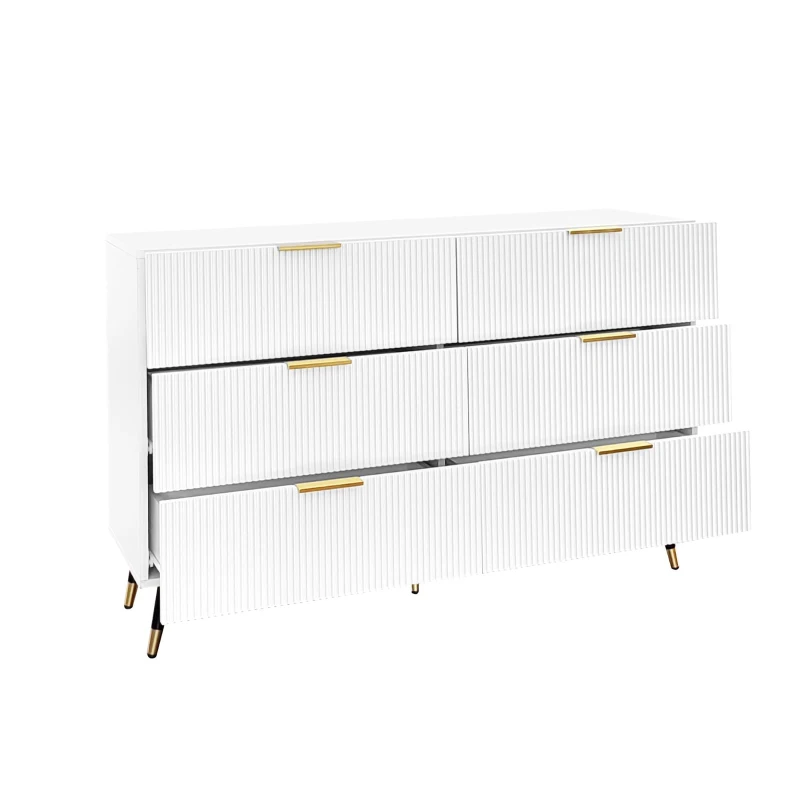 Elegant Sideboard with Modern Design, Chest of Drawers and Storage Space, Cabinet for Space-Saving Room, 120L x 40W x 77H cm, White+Gold