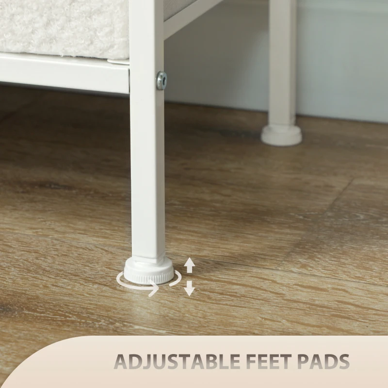 HOMCOM Cómoda con 8 Cajones de Tela, Estación de Carga, Marco de Acero, Armario de Cajones para Pasillo, Dormitorio, Sala de Estar y Oficina, Blanco crema