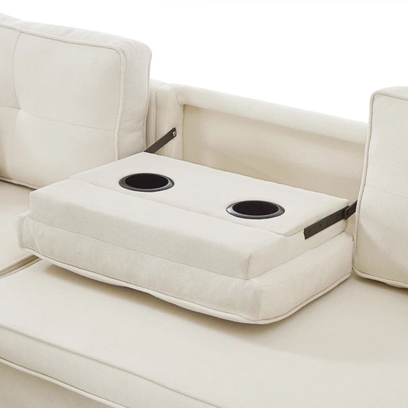 L-Shaped Convertible Sofa Bed with Reversible Chaise, Storage, Sleeper Sofa Ideal for Space-Saving Rooms, 196L x 126W x 79H cm, Beige