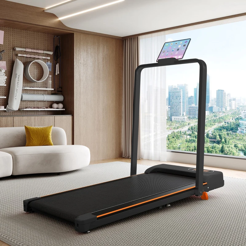 Folding Treadmill with Adjustable Incline, LED Display & Remote Control, Space-Saving Treadmill for Living Room, 121L x 54.5W x 9.5H cm, Black