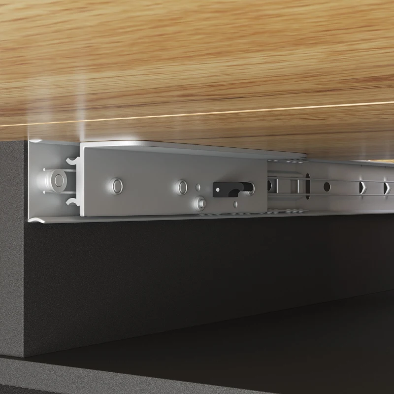 Telescopic Extendable Dining Table with Checked Pattern, Foldable Kitchen Table for 4-6 People, 110-140L x 80W x 75H cm, Black+Natural