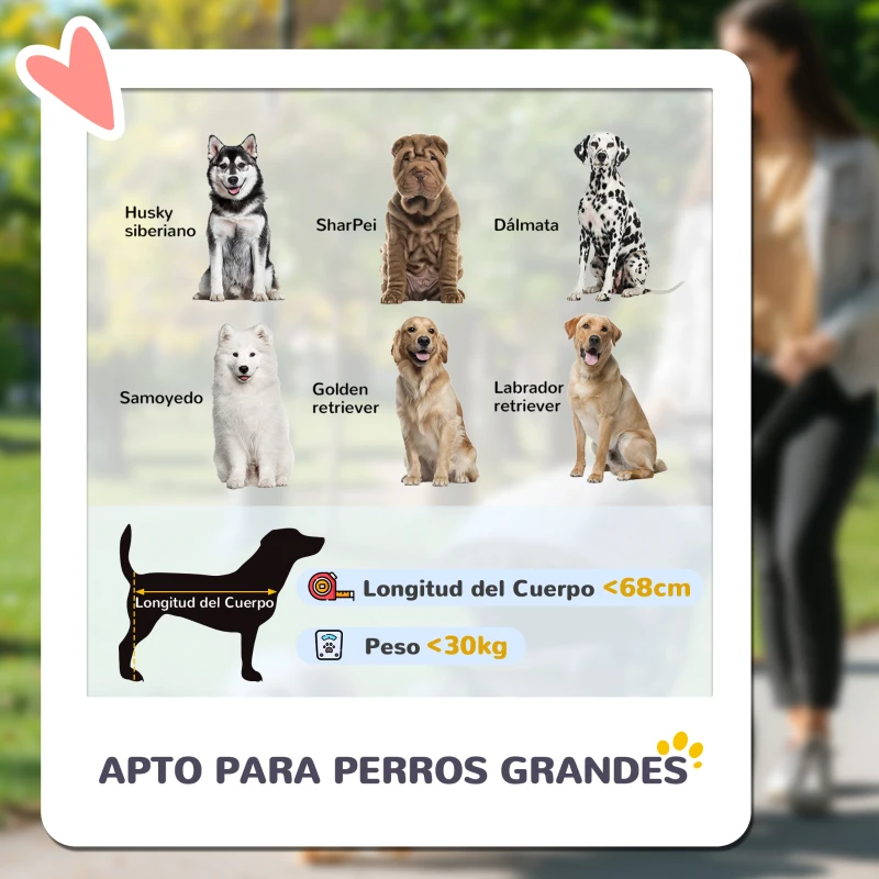 PawHut Cochecito Plegable para Mascotas con Ventanas de Malla Cojín Acolchado para Perros de hasta 30 kg 124x67x100 cm Gris(m-4)