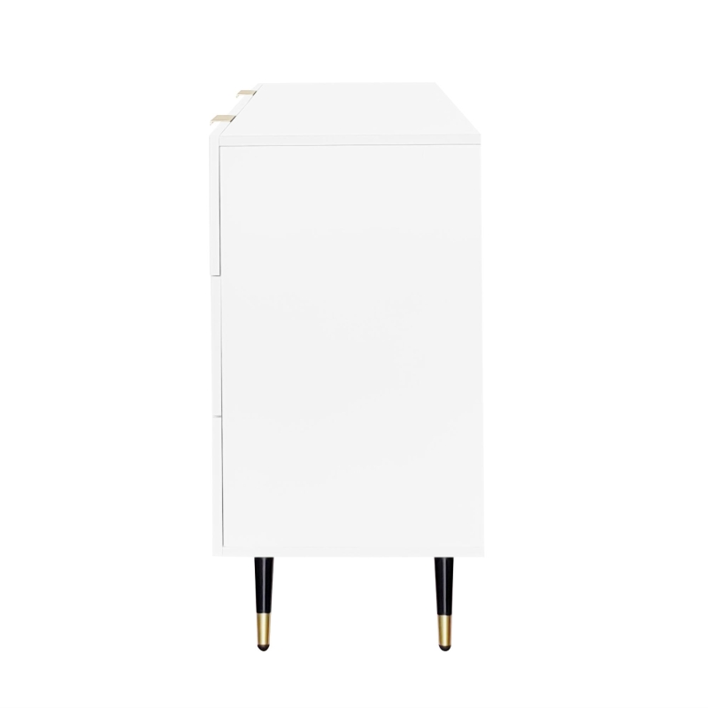 Elegant Sideboard with Modern Design, Chest of Drawers and Storage Space, Cabinet for Space-Saving Room, 120L x 40W x 77H cm, White+Gold