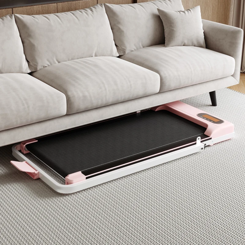 Folding Treadmill with Adjustable Incline, LED Display & Remote Control, Space-Saving Treadmill for Living Room, 121L x 54.5W x 9.5H cm, Pink