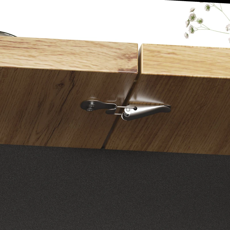 Telescopic Foldable Kitchen Table for 4-6 People with Soft-Close System, Dining Table with Hidden Storage, 110L x 80W x 75H cm, Black+Natural