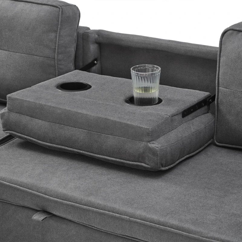 L-Shaped Convertible Sofa Bed with Reversible Chaise, Storage, Sleeper Sofa Ideal for Space-Saving Rooms, 196L x 126W x 79H cm, Grey