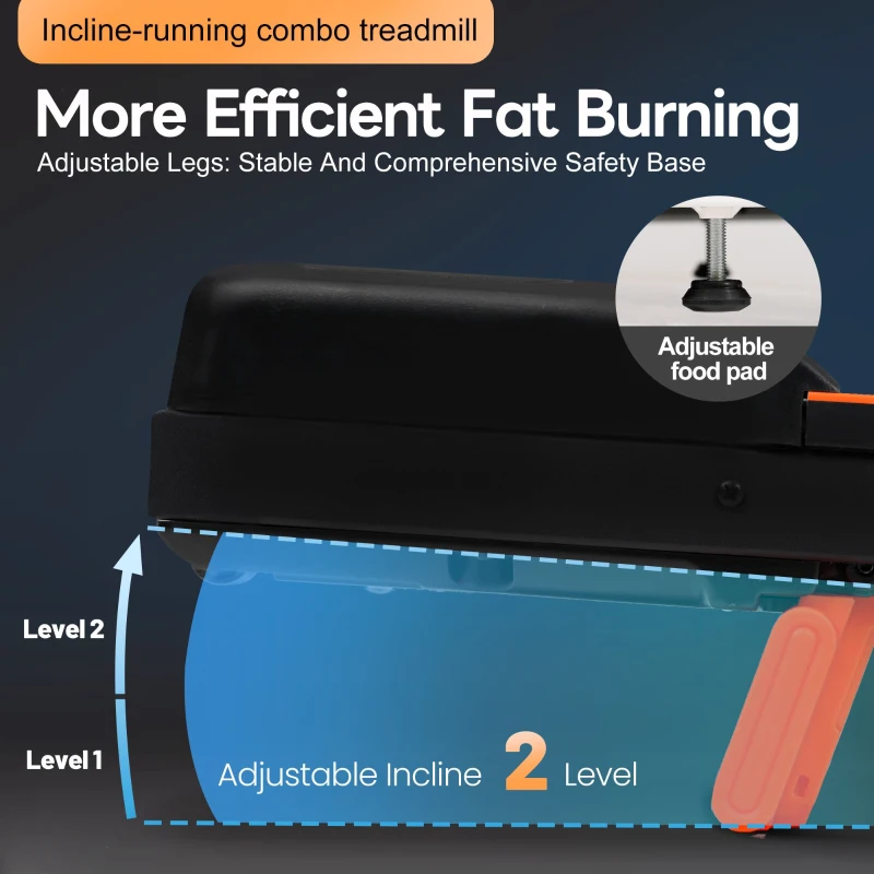 Folding Treadmill with Adjustable Incline, LED Display & Remote Control, Space-Saving Treadmill for Living Room, 121L x 54.5W x 9.5H cm, Black