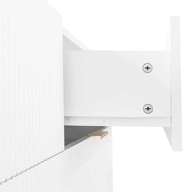 Elegant Sideboard with Modern Design, Chest of Drawers and Storage Space, Cabinet for Space-Saving Room, 120L x 40W x 77H cm, White+Gold