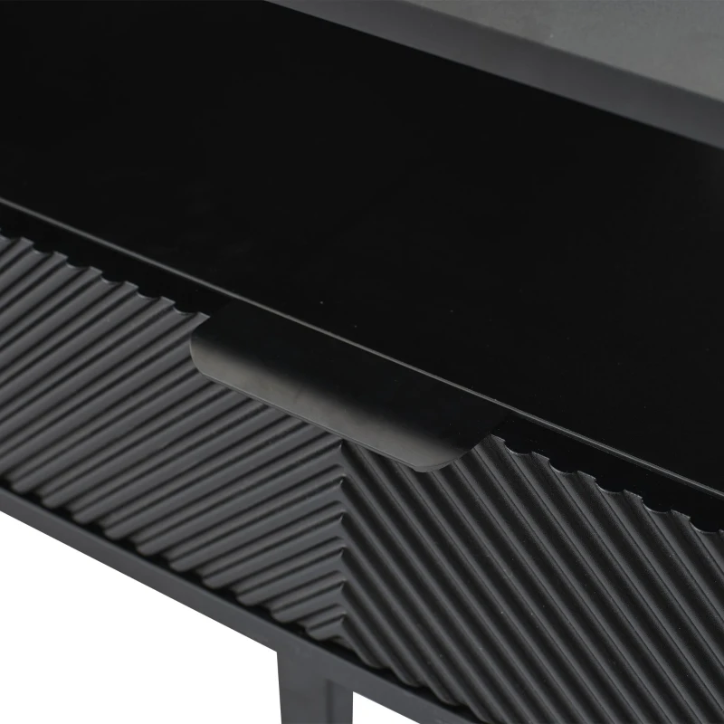 Modern Bohemian TV Cabinet with Sturdy and Durable Construction, Geometric Lines TV Stand for Living Room, 200L x 40W x 51H cm, Black