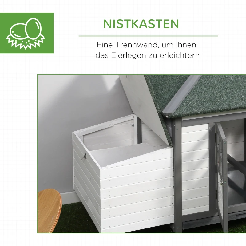 PawHut Kippenhok met ren kippenhuis kippenhok legnest massief houten stok(m-6)