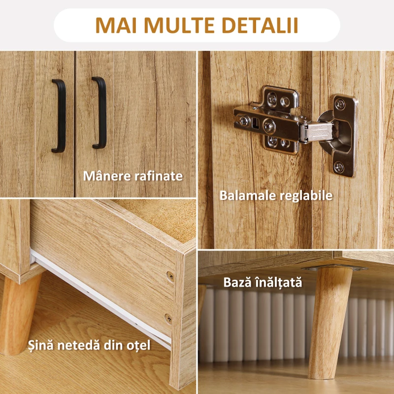 HOMCOM Dulap Dormitor 2 Uși cu 2 Sertare și Bară pentru Umerașe 80x54x180 cm Lemn