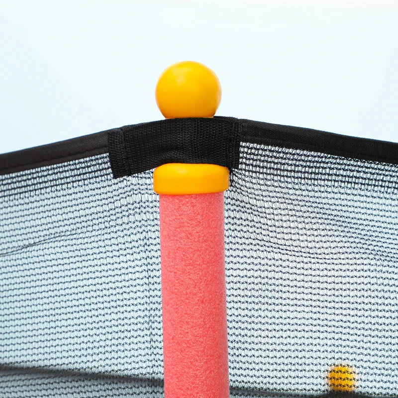 HOMCOM Kindertrampoline, Ø163,5 cm, met Veiligheidsnet, Gevoerd, Staal, Belastbaar tot 50 kg, Zwart & Rood