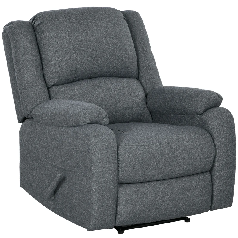 HOMCOM Relaxsessel, Liegefunktion und Fußstütze, verstellbar, bis 150 kg, Stahlrahmen, 90 x 96 x 98 cm, Grau