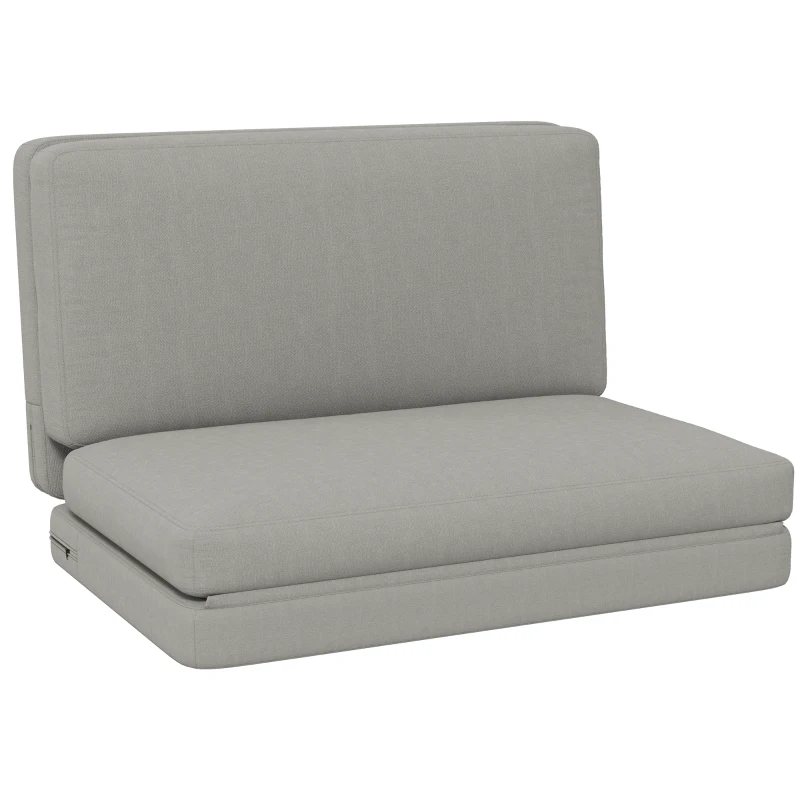 HOMCOM 2-in-1 faltbarer Relaxsessel, Gästematratze, teilbar, 120 cm breit, Hellgrau