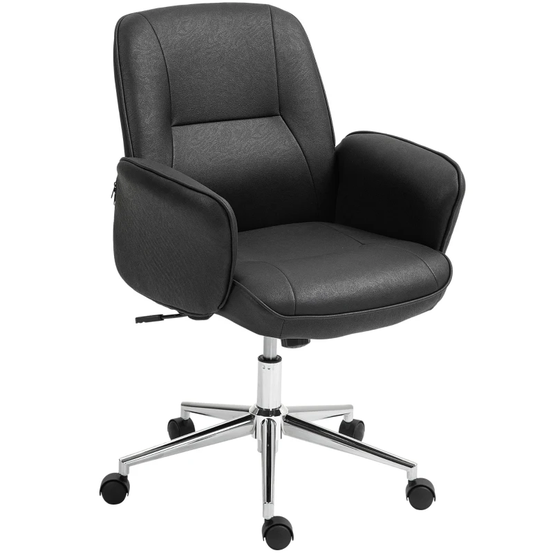 Vinsetto Bürostuhl, höhenverstellbar, atmungsaktiver Bezug, Wippfunktion, bis 120 kg, Schwarz