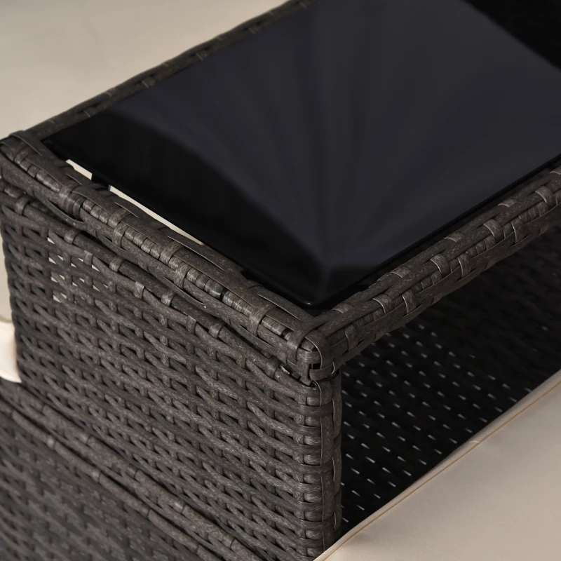 Outsunny Poly-rotan tuinbank met tafel tuinbank bank 2-zits staal grijs