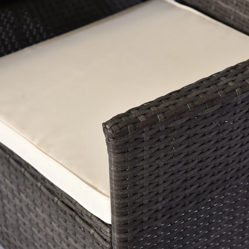 Outsunny Poly-rotan tuinbank met tafel tuinbank bank 2-zits staal grijs