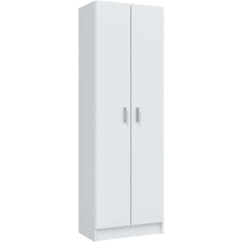 Armoire rangement chaussure - meuble d'entrée - 2 portes avec étageres- L 59 x P37 x H 180 cm - Basic