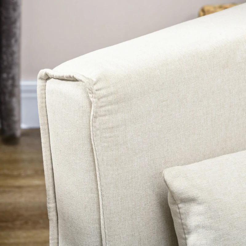 HOMCOM Sofá Cama Individual Poltrona Cama Dobrável Estofada em Linho Sintético com Encosto Ajustável em 6 Posições 72x78x79 cm Creme