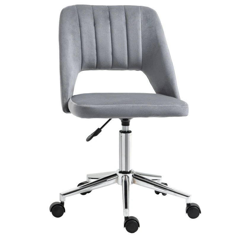 Vinsetto Höhenverstellbarer Schreibtischstuhl mit Rollen, 360° drehbar, Jakobsmuschel-Form, Schaumstoff, 49 x 60 x 79-91 cm, Dunkelgrau