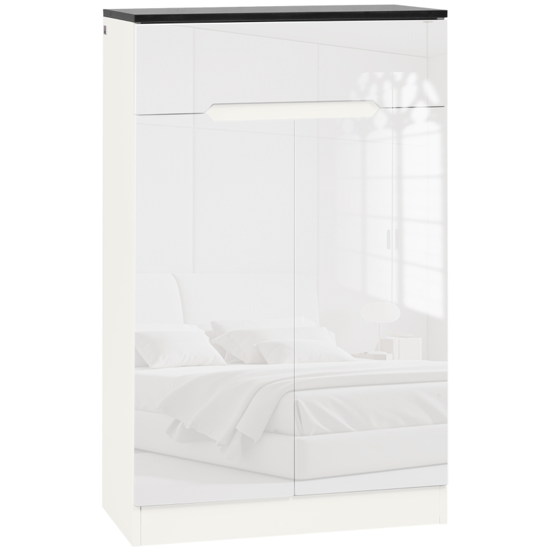 HOMCOM Scarpiera Slim da 12 Paia max per Ingressi con 3 Ripiani Regolabili e Cassetto, in Truciolato Bianco, 60x32x100 cm