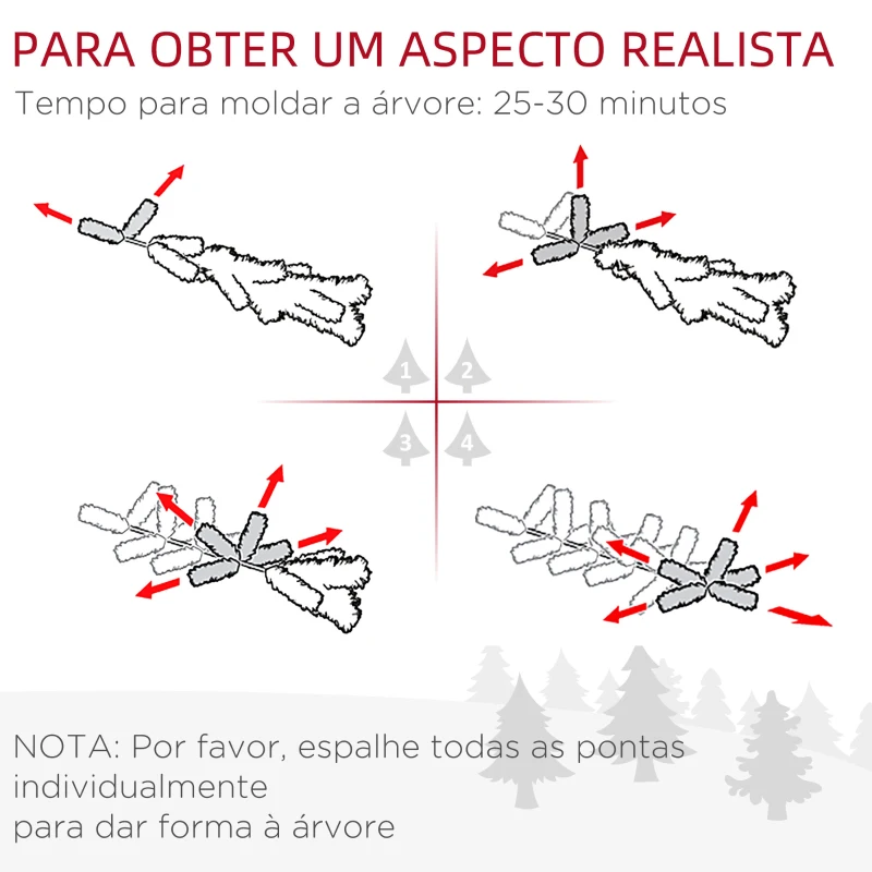 HOMCOM Árvore de Natal Artificial Altura 210cm com 510 Ramos de Folhas de PVC Ignífugos Base Dobrável e Suporte Metálico Verde