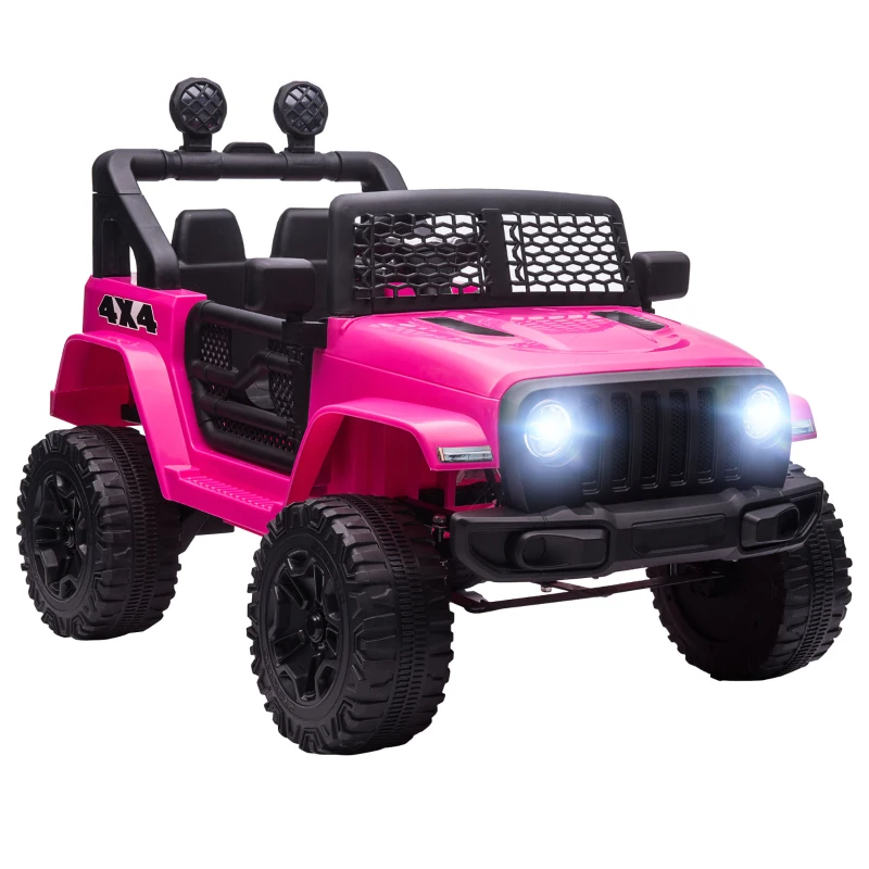 HOMCOM Coche Eléctrico para Niños de +3 Años Vehículo Todoterreno de Batería 12V con Control Remoto 100x65x72 cm Rosa