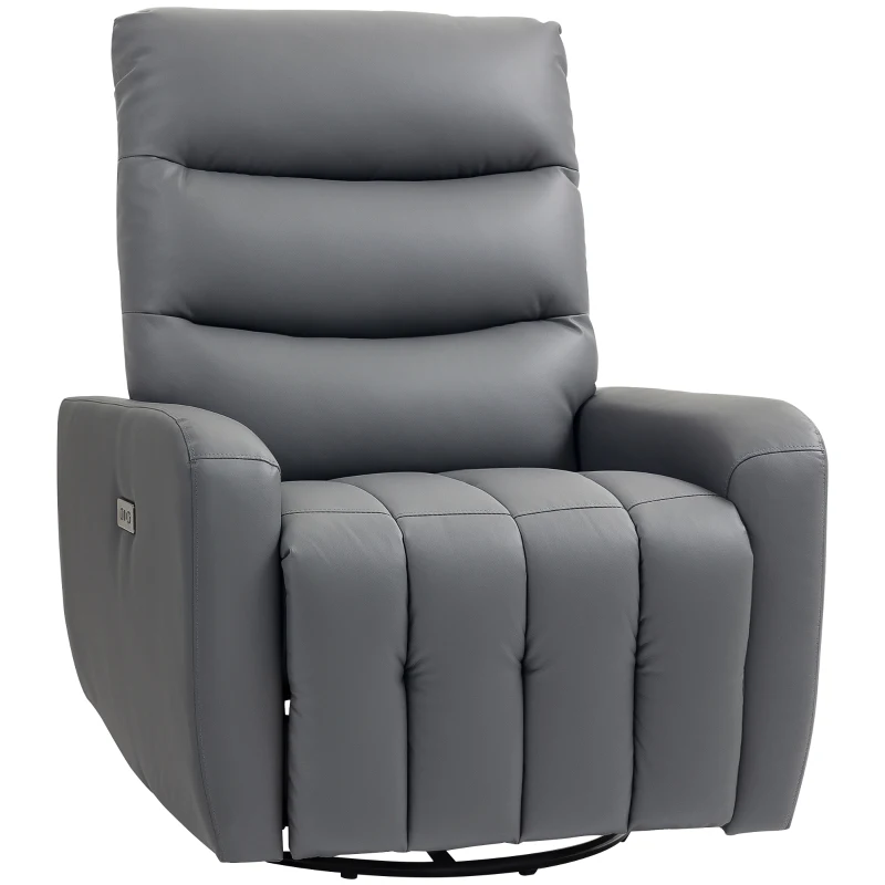 HOMCOM Relaxsessel, Polstersessel mit Liegefunktion, Fernbedienung, USB-Anschluss, Grau