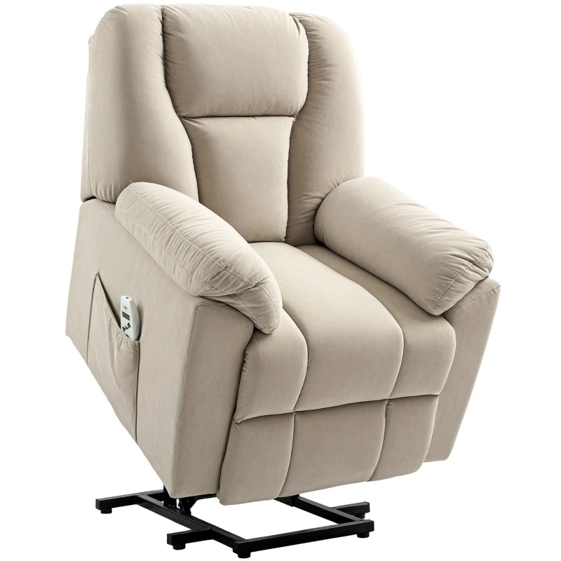 HOMCOM Fauteuil releveur électrique avec fonction massage et chauffage avec dossier inclinable, ports USB, télécommande, beige(m-10)