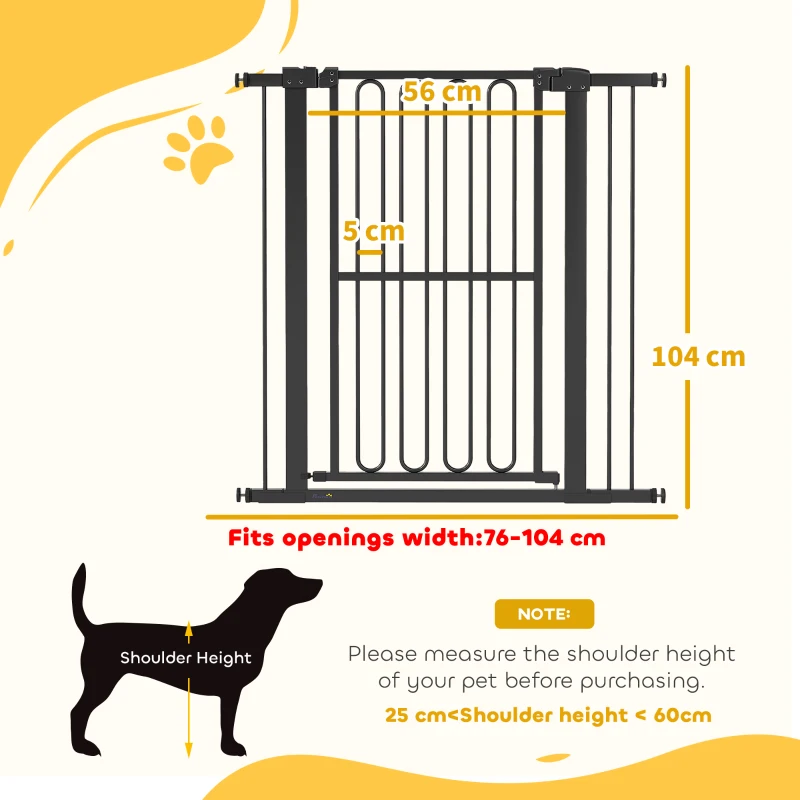 PawHut Cancelletto per Cani, 76-104 cm, Nero