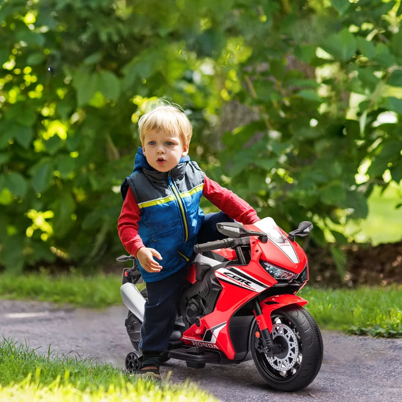 HOMCOM Moto Electrique pour Enfants avec Licence HONDA, Batterie 6V Rechargeable, Vitesse 3km/h, Rouge(m-6)