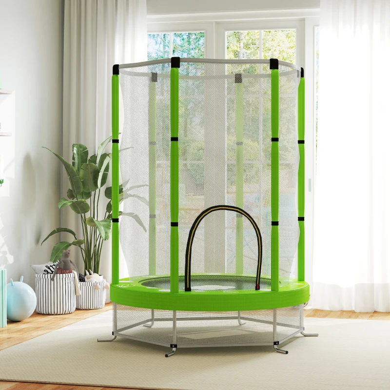 AIYAPLAY Kindertrampoline met Veiligheidsnet, Binnen- en Buitengebruik, 3-6 Jaar, Groen