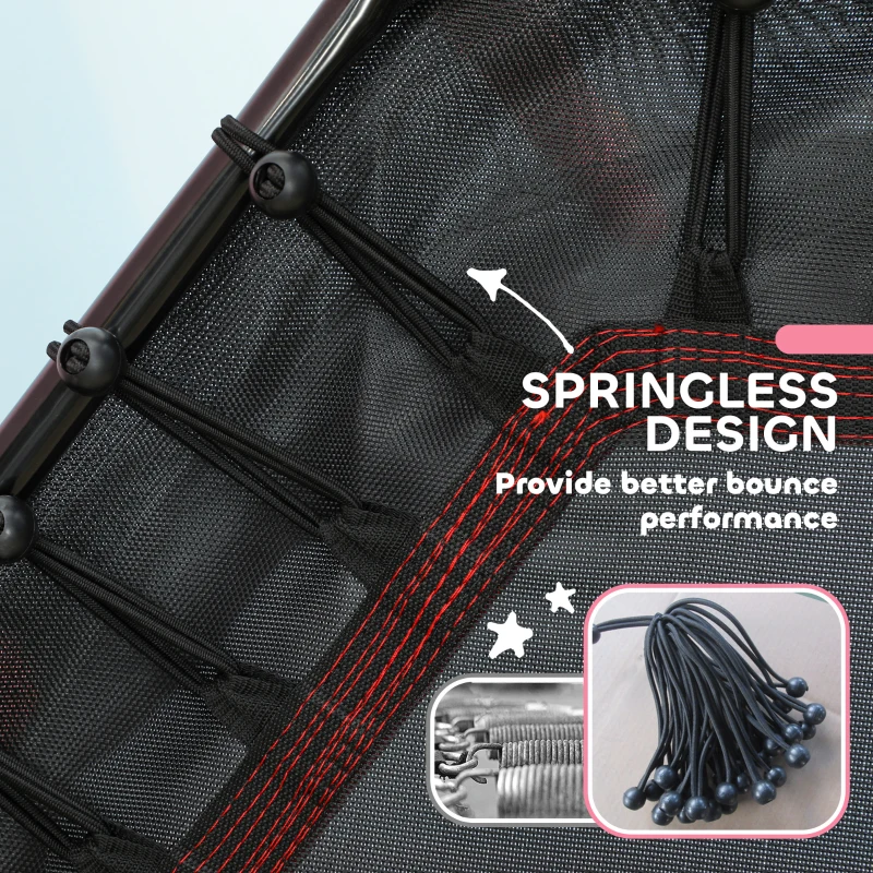 HOMCOM Kindertrampoline, Ø163,5 cm, met Veiligheidsnet, Gevoerd, Staal, Belastbaar tot 50 kg, Zwart & Rood