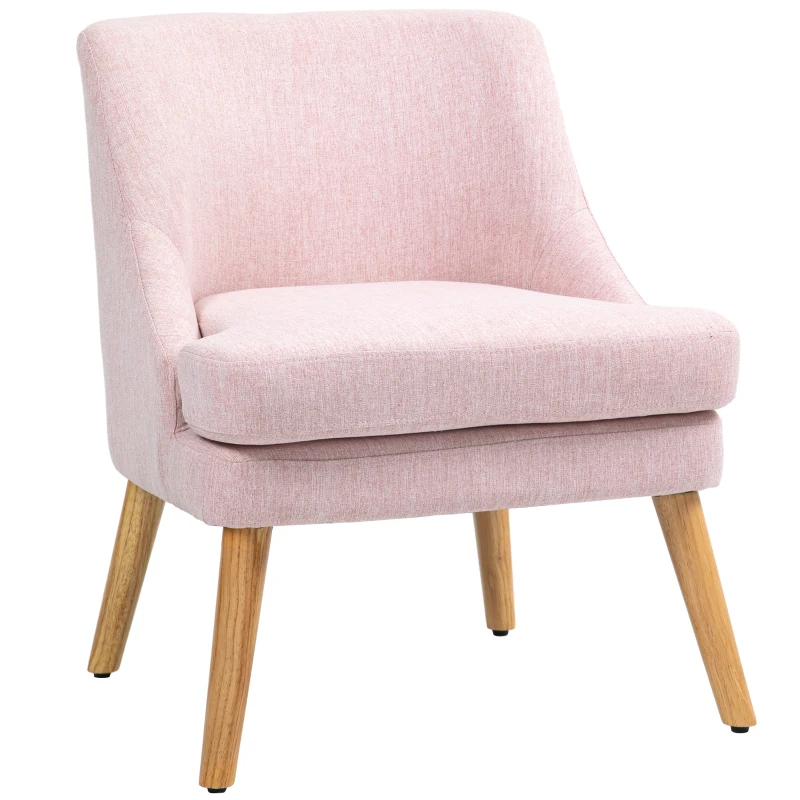 HOMCOM Akzentsessel im skandinavischen Stil, Samt, 25D-Schaumstoff, Hevea-Holzbeine, Beige, 63x69x79,5 cm