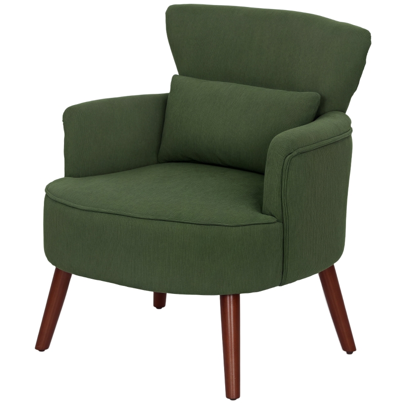 HOMCOM Fauteuil d'Accent Moderne, Fauteuil Rembourré avec Coussin Lombaire, Vert