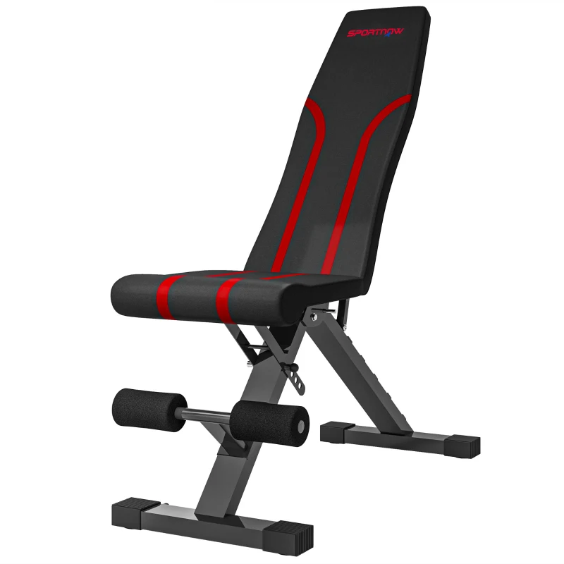 SPORTNOW Banc de fitness pliable, dossier réglable sur 6 niveaux, siège réglable sur 4 niveaux, en métal, rembourré, noir