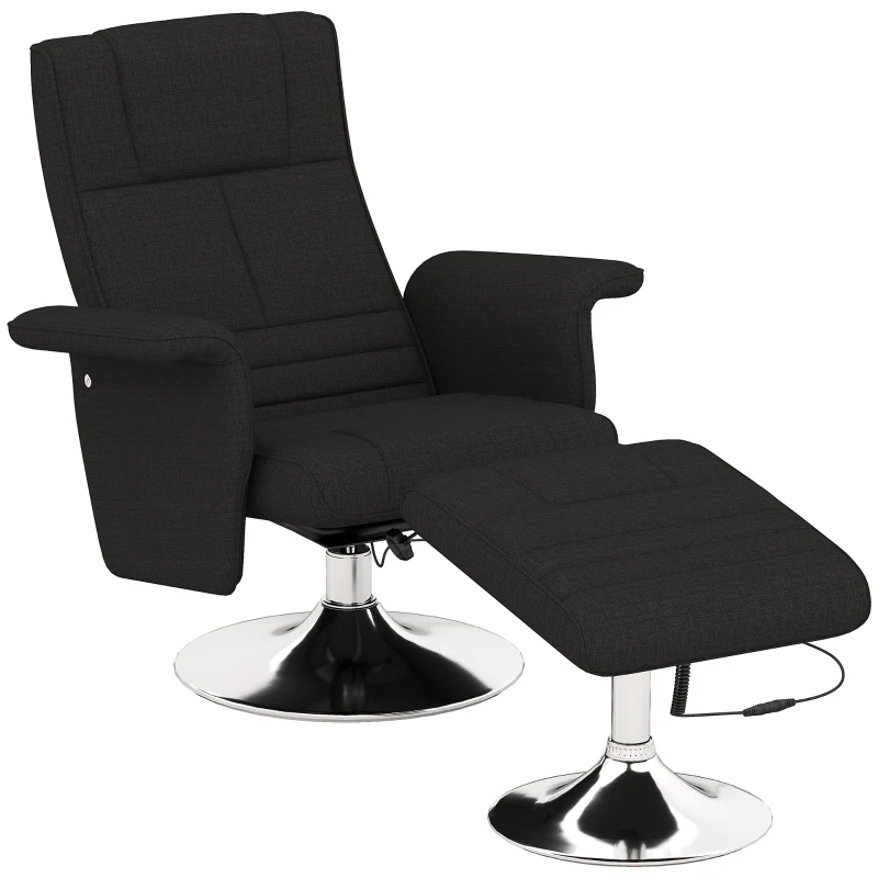 HOMCOM Massagesessel mit Hocker, neigbare Lehne, 78 x 95 x 88 cm, Schwarz