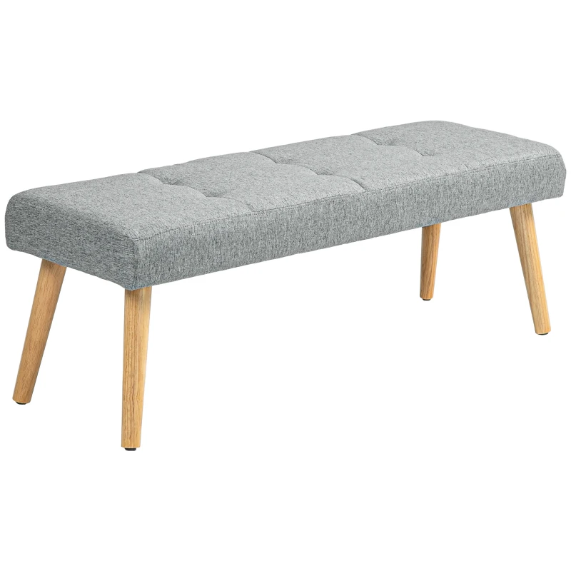 HOMCOM Polsterbank, Leinenoptik, Massivholzbeine, bis 120 kg, 120x41x43 cm, Grau