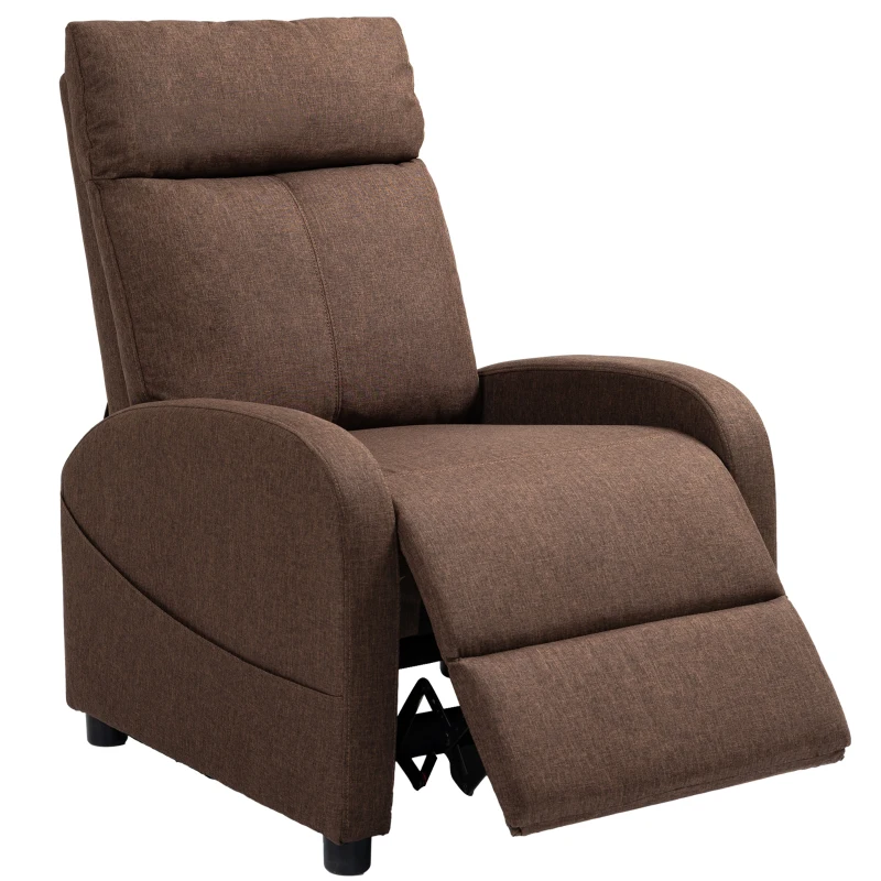 HOMCOM Poltrona Relax Reclinabile con Poggiapiedi in Tessuto Effetto Lino, 69x85x100 cm, Marrone