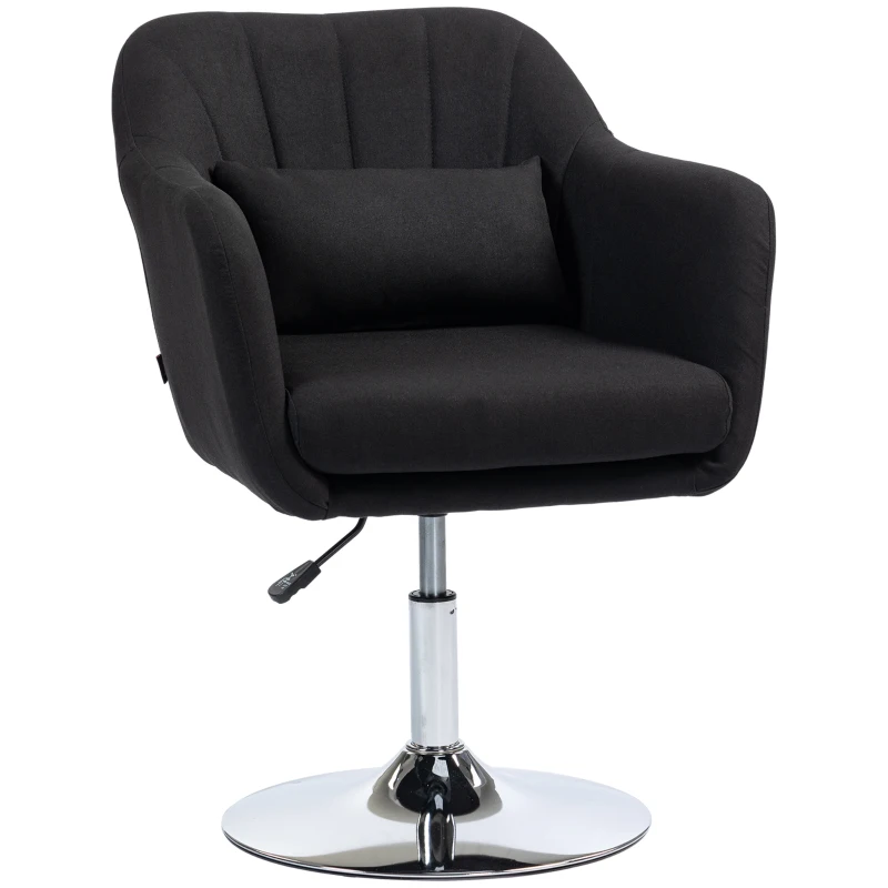 HOMCOM Drehstuhl, höhenverstellbarer Bürostuhl, leinenartiges Polyester, Metall, 60 x 60 x 79-91 cm, Schwarz