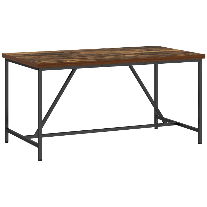 HOMCOM Tavolo da Pranzo per 6 Persone Stile Industriale in Legno e Acciaio, 150x80x75 cm, Marrone
