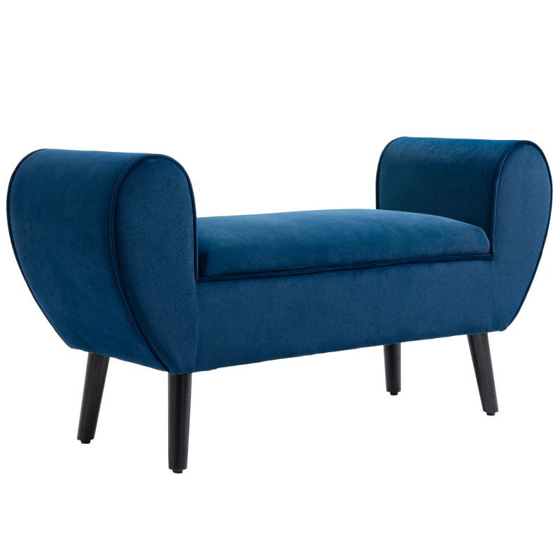 HOMCOM Polsterbank mit Stauraum und Armlehnen, Truhenbank für Flur, Schlafzimmer, Wohnzimmer, 118 x 42 x 66 cm, Dunkelblau