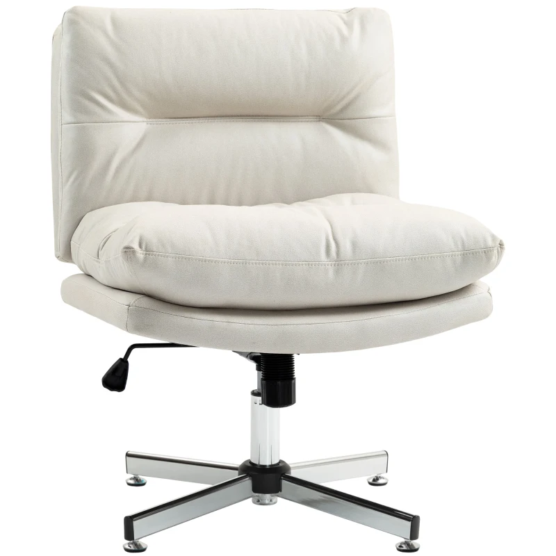 HOMCOM Cadeira de Escritório com Altura Ajustável Função Basculante Base Cruzada e Assento Amplo Cadeira para Estúdio 65x65x84-94 cm Cinza Claro