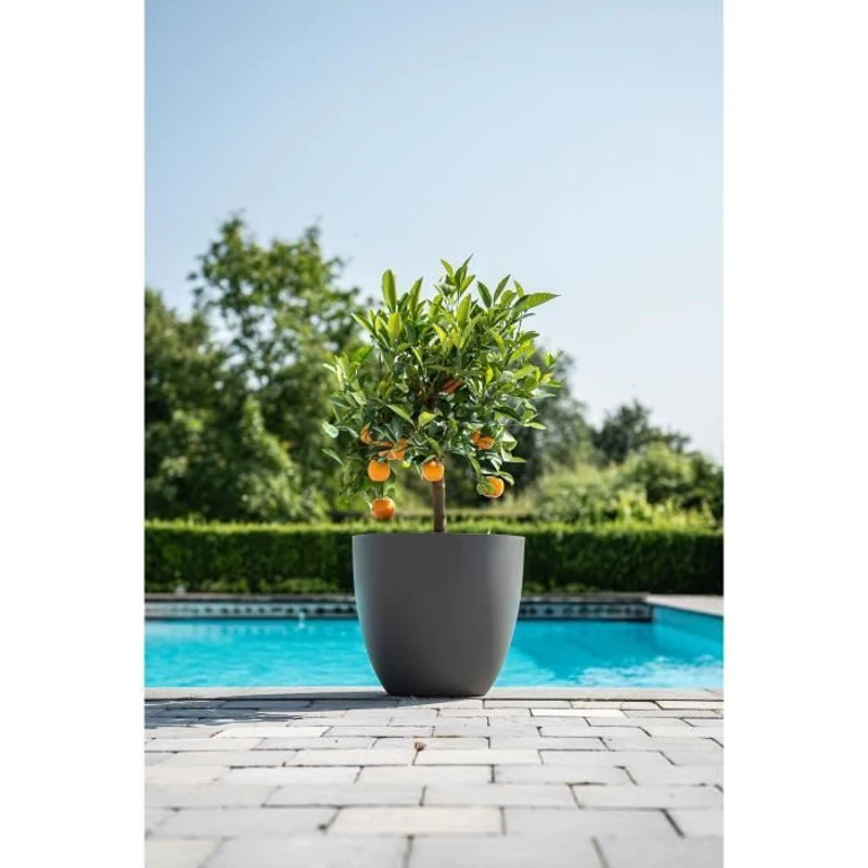 Pot de fleurs - GARDEN ID - Phoenix Anthracite - 38 x 34 cm - 100% Recyclé et Recyclable - Résistant au Gel et UV - Pour Extérieur