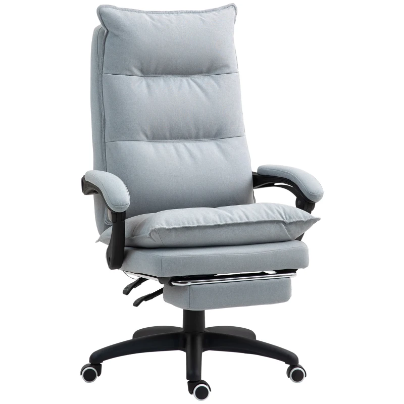 Vinsetto Massage-Bürostuhl, Schreibtischsessel mit Massagefunktion, höhenverstellbarer, ergonomischer Drehstuhl, Nylon, Hellgrau