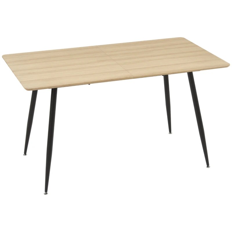 HOMCOM Tavolo da Cucina per 4 Persone in MDF e Acciaio, 140x80x76cm, Colore Legno e Nero