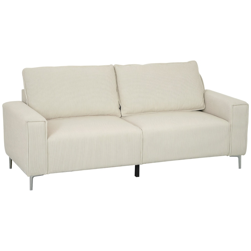 HOMCOM Modernes 3-Sitzer-Sofa, Weiche Couch mit Rückenkissen, Polstersofa für Wohnzimmer, Schlafzimmer, Homeoffice, Cremeweiß