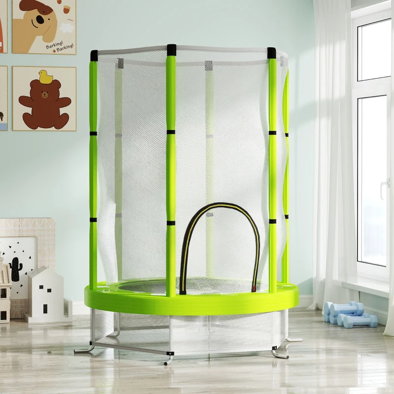 AIYAPLAY Kindertrampoline met Veiligheidsnet, Binnen- en Buitengebruik, 3-6 Jaar, Groen