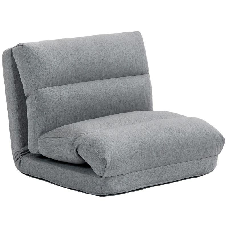 HOMCOM Sitzsack mit Bettfunktion, neigbare Lehne, klappbar, bis 120kg, 70 x 72 x 56 cm, Grau