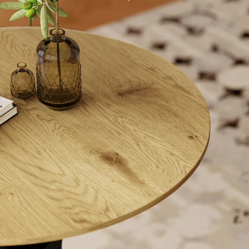 HOMCOM Tavolo da pranzo rotondo, Design moderno, 78 cm x 78 cm x 75 cm, Legno naturale
